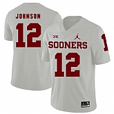 Oklahoma Sooners 12 Will Johnson White College Football Jersey Dzhi,baseball caps,new era cap wholesale,wholesale hats